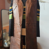 Original 60s/70s Leather Zip Vest Dress/Vest size M 9/10