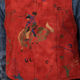 Vintage 90s Char Hand-Painted Leather Vest – Red Western Art Tassel Vest