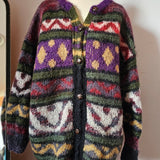 Hand Knitted 70s Wool Blend Folk Jumper M