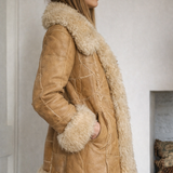 Vintage Patchwork Shearling Penny Lane Coat – Genuine Leather Sheepskin Lined tag 6.8/10