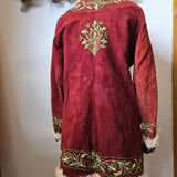Vintage Afghan Fur-Lined Embroidered Coat – Burgundy / Brown – XS-S 8