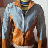 Vintage Vera Pelle Leather &amp; Denim Jacket | Size M