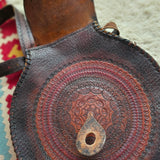 Vintage 60s/70s Hand-Tooled Leather Mandala Shoulder Bag