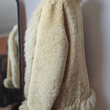 Vintage 1970s Sheepskin Coat – Cream Shearling Jacket size 12