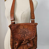 Vintage Tooled Leather Shoulder Bag