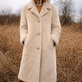 Vintage Champagne Brushed Mohair Long Coat – Made in England 10/12