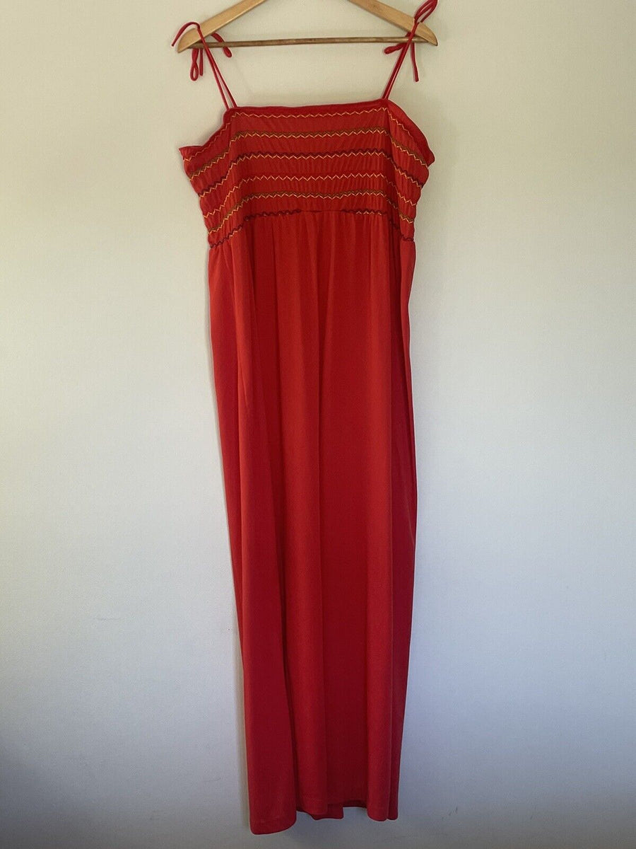 Vintage 1970s red rayon Maxi Dress