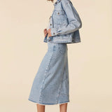 SPELL EVE DENIM SKIRT - SUNWASHED BLUE M