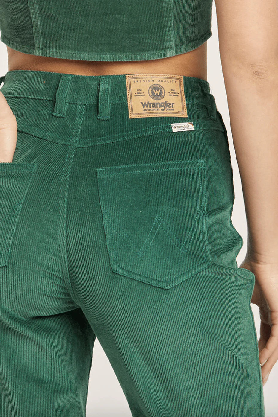 Green corduroy pants wrangler green