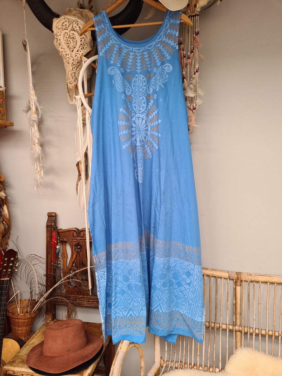 Vintage cotton maxi indian dress size L - Devils the Angel