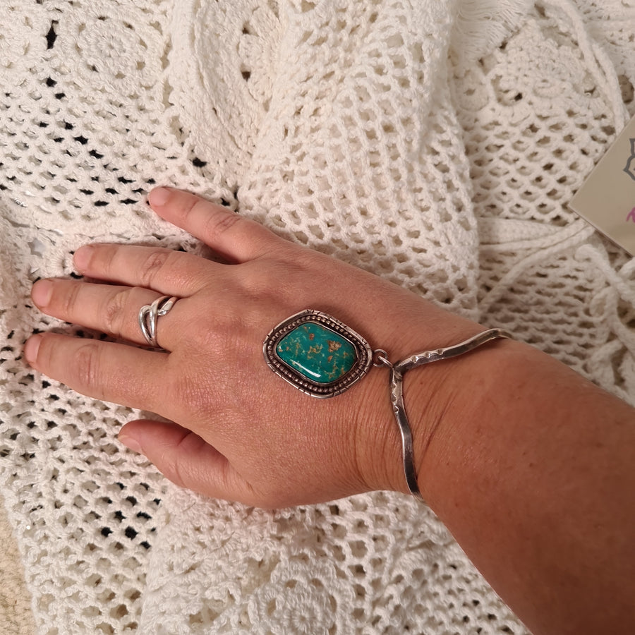 STERLING SILVER TURQUOISE CUFF NAVAJO