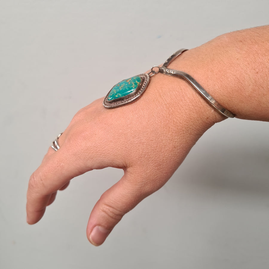 STERLING SILVER TURQUOISE CUFF NAVAJO