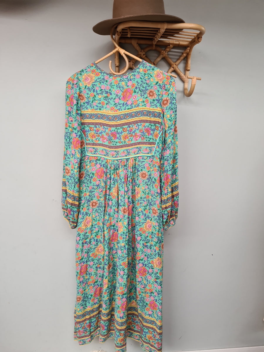 Spell boho Folk town Turquoise floral gown size S & M ORIGINAL RARE