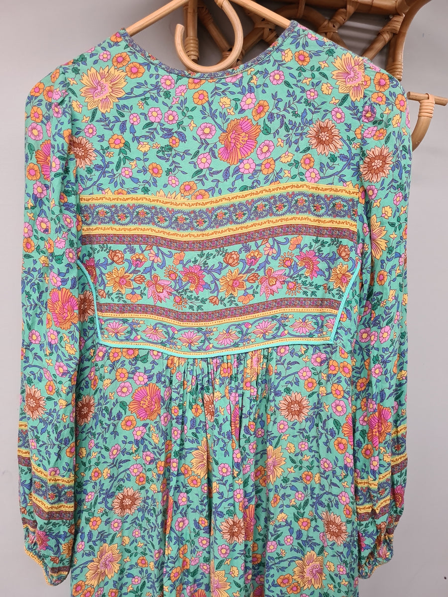Spell boho Folk town Turquoise floral gown size S & M ORIGINAL RARE