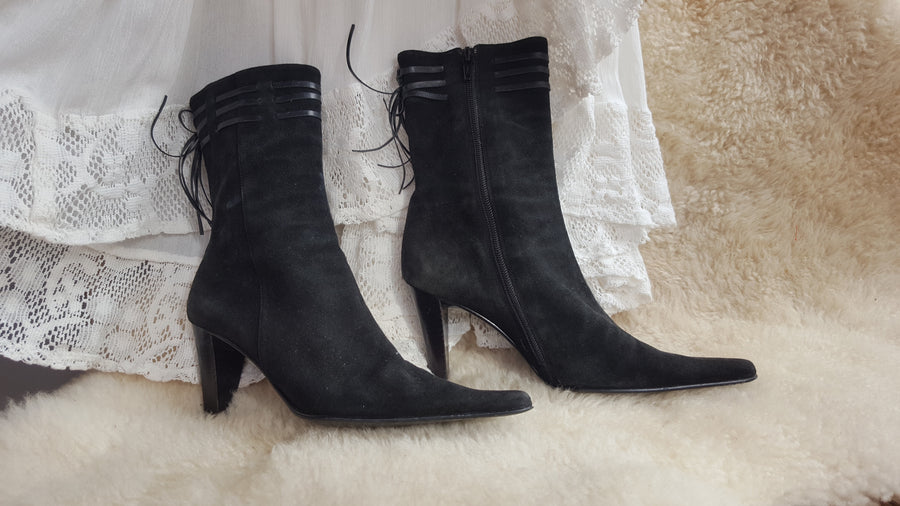 Black suede boots size 6 - Devils the Angel