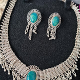 Vintage Art Deco sterling silver fine jewelry set Turquoise stones - Devils the Angel