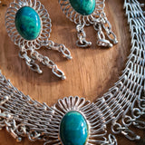 Vintage Art Deco sterling silver fine jewelry set Turquoise stones - Devils the Angel