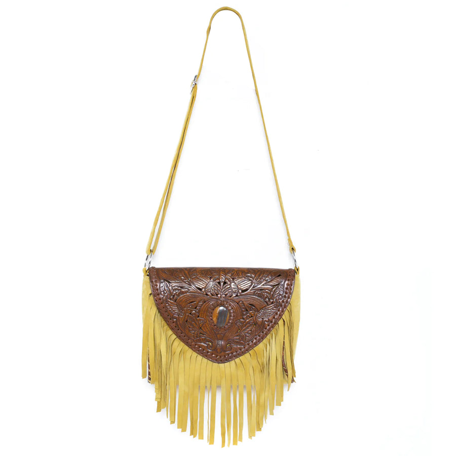 Jodi Lee Pachamama Cut-Out Bag Antique Medium Brown/Mustard NEW