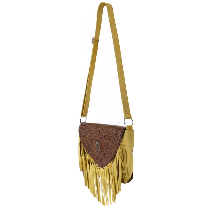 Jodi Lee Pachamama Cut-Out Bag Antique Medium Brown/Mustard NEW