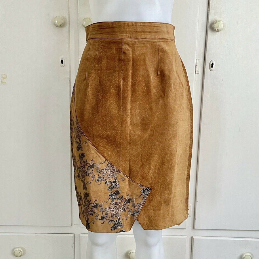 Vintage Brown Suede Skirt High Waist Size S 8 - Devils the Angel