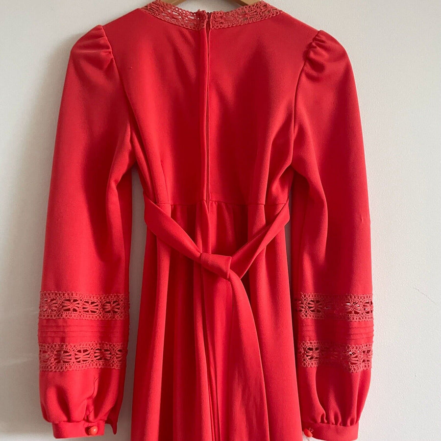 70s VINTAGE RED DRESS SIZE 8/10