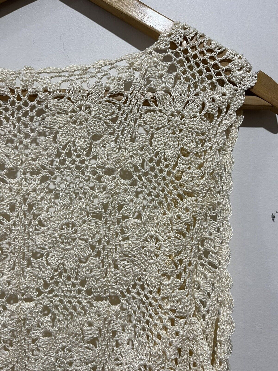 Vintage Handmade Crochet Boho Long Vest